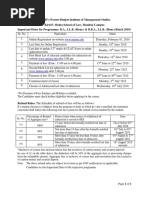 Ba LLB and Bba LLB Important Dates Kpmsol Nmims 2018