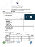 Monitoring Tool On Readiness of Basic Education Curriculum Implementation For Sy 2020-2021