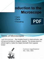 Introduction To The Microscope: Care Parts Focusing