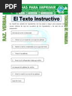 Ficha El Texto Instructivo para Tercero de Primaria