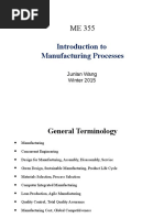 Introduction To Manufacturing Processes: Junlan Wang Winter 2015