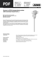 Screw-In RTD Temperature Probe With Terminal Head Form J: Technical Data