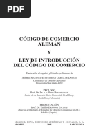 Código de Comercio Alemán Y Ley de Introducción Del Código de Comercio