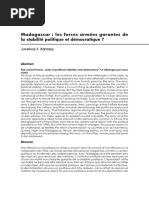 Madagascar: Les Forces Armées Garantes de La Stabilité Politique Et Démocratique ?