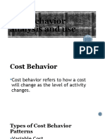 Cost Behavior Analysis and Use