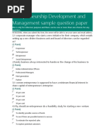 Entrepreneurship Development and Management Sample Question Paper