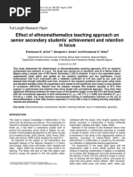 Effect of Ethnomathematics Teaching Approach On Senior Secondary Students' Achievement and Retention in Locus