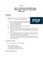 Hydraulic Study (I.e. Discharge Calculations Using Different Methods, Linear Waterway, Scour Depth, Afflux Etc.)