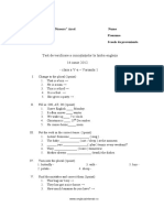 Test de Verificare A Cunoștințelor La Limba Engleza 14 Iunie 2012 - Clasa A V-A - Varianta 1