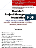 Project Management Foundation: Subject Incharge: Dr. Rahul V. Dandage