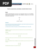 Razones y Proporciones, Porcentajes y Variación Directa e Inversa PDF