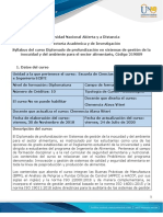 Syllabus de Curso Diplomado de Profundización Sistemas de Gestión de La Inocuidad y Del Ambiente para El Sector Alimentario