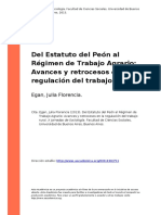 Egan, Julia. Del Estatuto Del Peon Al Regimen de Trabajo Agrario