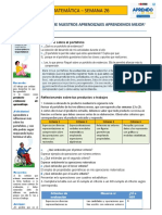 Ficha de Reflexión y Compromiso de Matemática. 1ero A 5to.