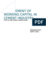 Management of Working Capital in Cement Industry