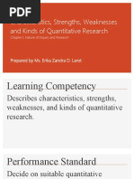 Characteristics, Strengths, Weaknesses and Kinds of Quantitative Research