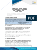 Guia de Actividades y Rúbrica de Evaluación - Tarea 3 - Solución de Modelos de Programación Lineal de Optimización