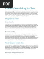 Effective Note-Taking in Class: Why Good Notes Matter