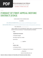 FORMAT OF FIRST APPEAL BEFORE DISTRICT JUDGE - Advocatetanmoy Law Library