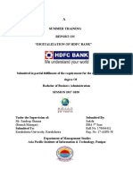 Summer Training Report On "Digitalization of HDFC Bank"