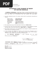 Affidavit For Change of Body of Motor Vehicle: Edwin P. Cañaveral