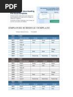 Employee Schedule Template: Week Beginning