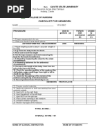 Checklist For Newborn: Cavite State University