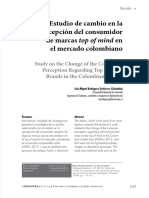 Estudio de Cambio en La Percepción Del Consumidor de Marcas Top of Mind en El Mercado Colombiano