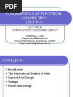 Fundamentals of Electrical Engineering (ENT 163) : Lecture #1 Introduction To Electric Circuit