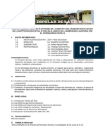 Plan de Trabajo para Las Elecciones de La Directiva Del Municipio Escolar 2021 en La Institución Educativa #2024 en El Marco de La Emergencia Sanitaria Por El Coronavirus Covid-19