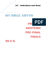 By Migz Abyss: Prelims Midterm Pre-Final Finals 99.9 %