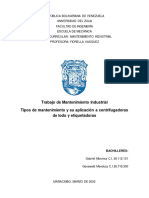 Mantenimiento de Centrifugadora y Etiquetadora