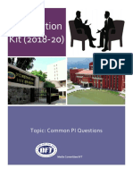 Preparation Kit (2018-20) : Topic: Common PI Questions