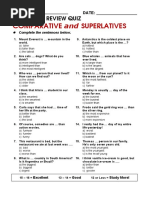 Comparative and Superlatives: Grammar Review Quiz