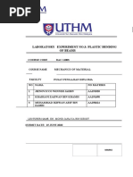 Laboratory Experiment No.3: Plastic Bending of Beams: Course Code DAC 11003