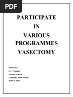 Participate IN Various Programmes Vasectomy