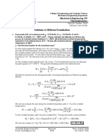 Solutions To Midterm Examination: Mechanical Engineering 370 Thermodynamics