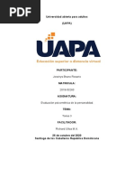 Tarea 3 Evaluación Psicométrica de La Personalidad.