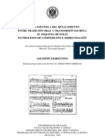 FIORENTINO, Giuseppe - Música Española Del Renacimiento. Entre Tradición Oral y Transmisión Escrita (Granada, 2009)