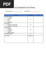 Dance Competition Score Sheet PDF