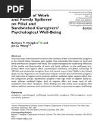 Influences of Work and Family Spillover On Filial and Sandwiched Caregivers' Psychological Well-Being