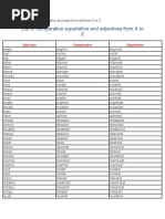 List of Comparative Superlative and Adjectives From A To Z