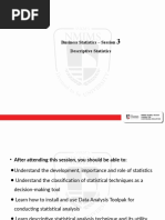 Business Statistics - Session Descriptive Statistics