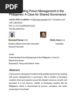 Understanding Prison Management in The Philippines: A Case For Shared Governance