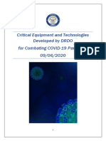 Critical Equipment and Technologies Developed by DRDO For Combating COVID-19 Pandemic 09/06/2020