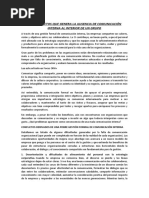 Los Conflictos Que Genera La Ausencia de Comunicación Interna Al Interior de Un Grupo