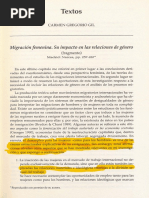 Migración Femenina - Su Impacto en Las Relaciones de Género