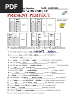 Present Perfect: Grammar Worksheet