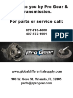 Brought To You by Pro Gear & Transmission. For Parts or Service Call