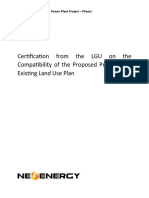 Certification From LGU On The Compatibility of Proposed Project With Existing Land Use Plan